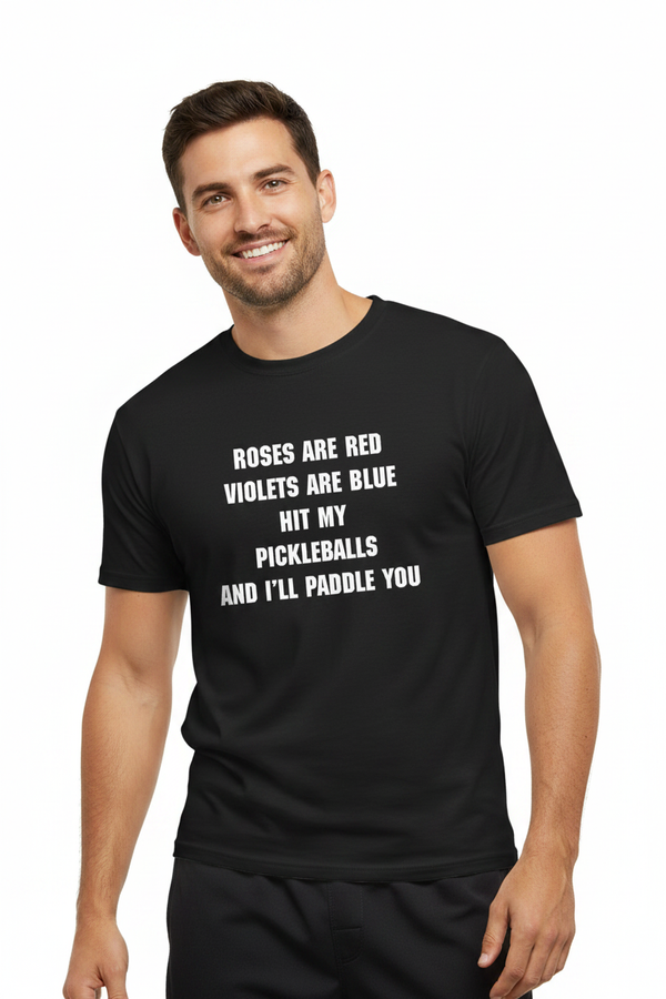 Male model wearing pickleball graphic tee