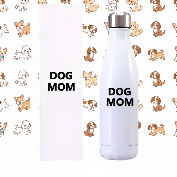 Dog Mom Bottle - Little Dogs Wallpaper Pattern