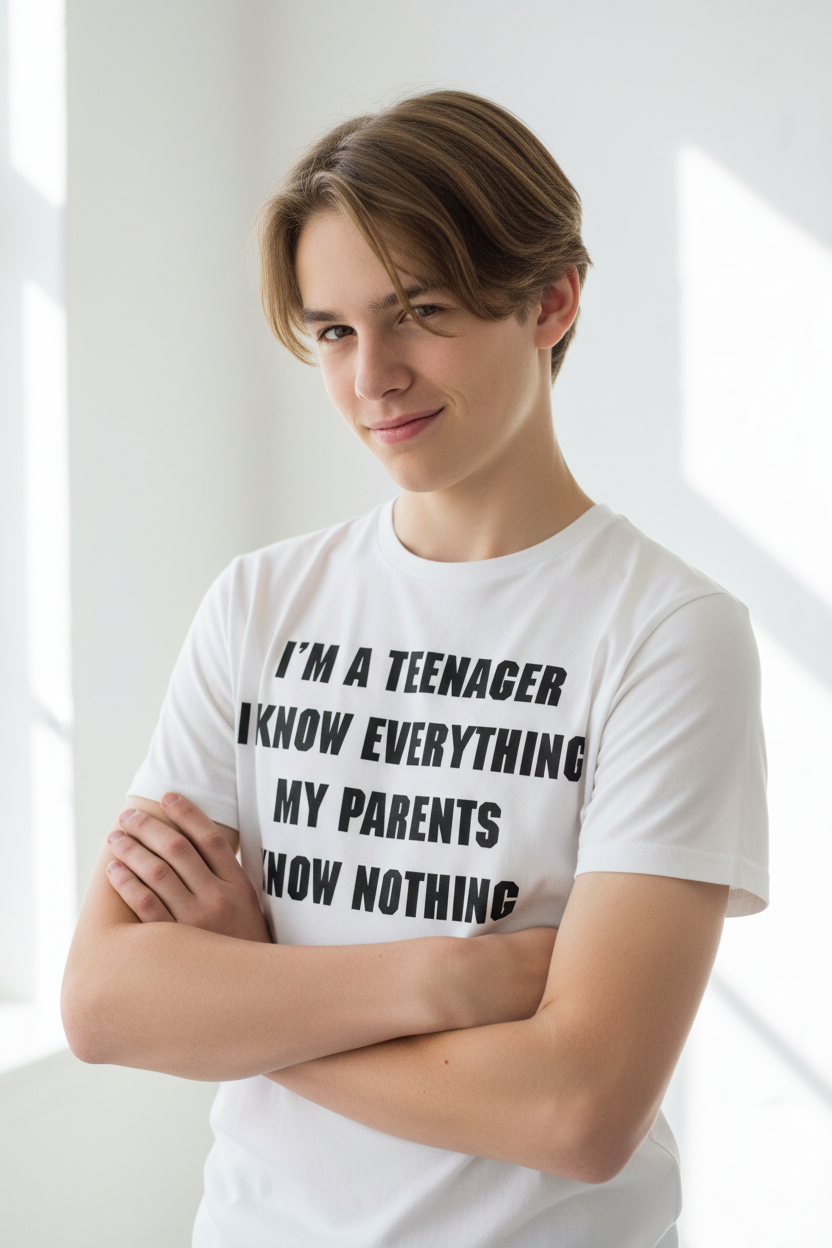 Teenager with bad attitude wearing I'm A Teenager tee
