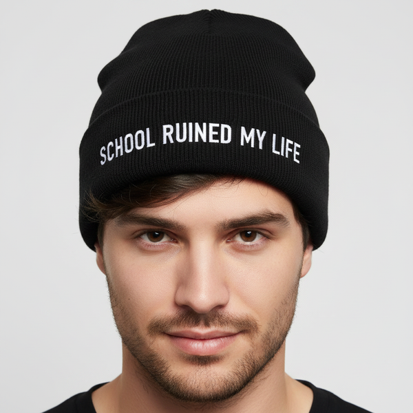 Cool guy headshot wearing School Ruined My Life beanie