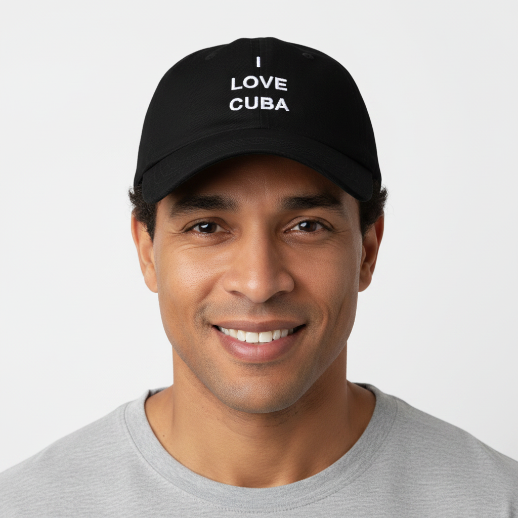 Handsome Cuban man wearing I Love Cuba cap