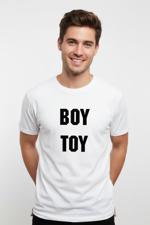 Male model wearing Boy Toy tee
