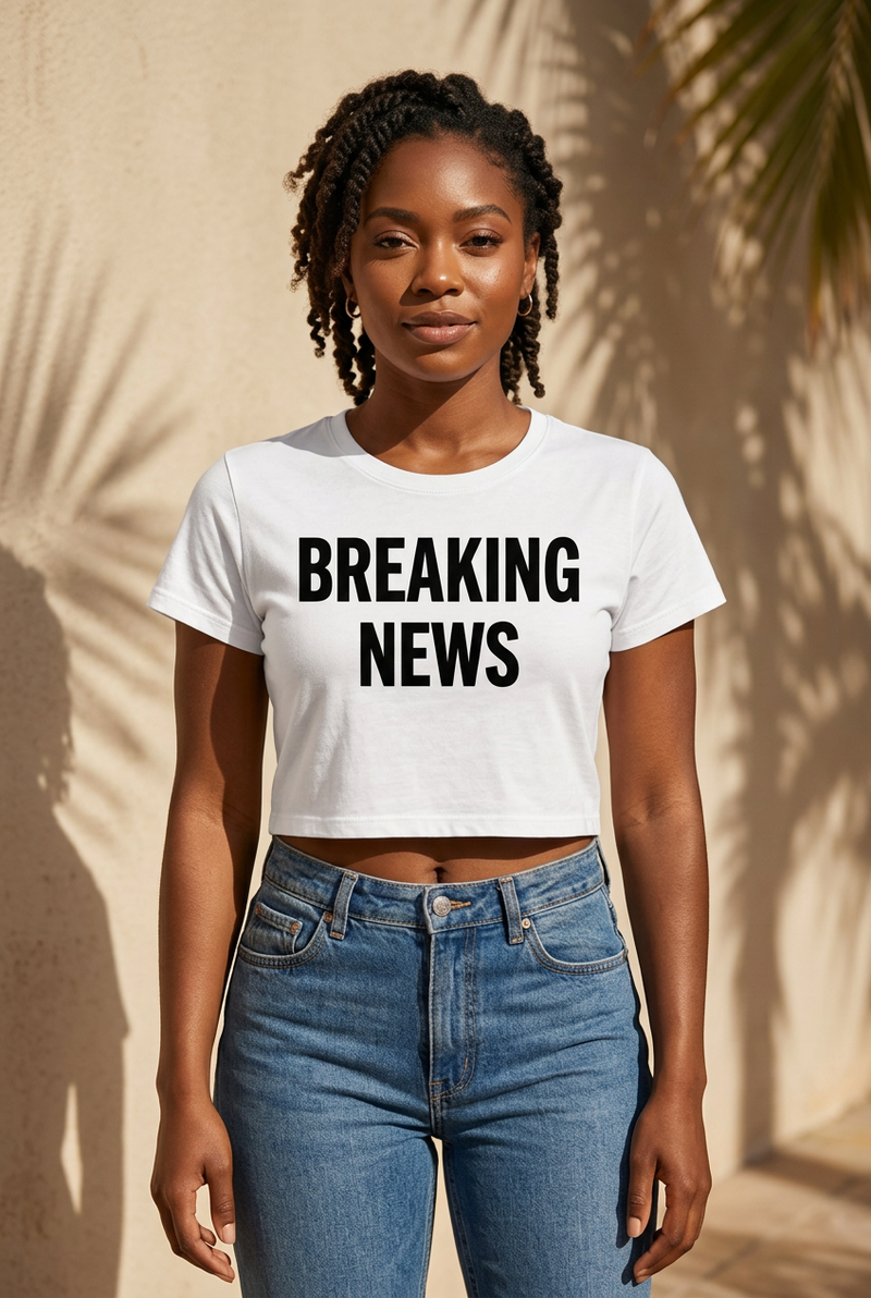 BREAKING NEWS White Baby Tee