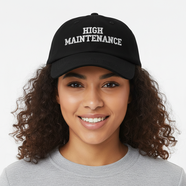 Beautiful mixed-race woman wearing High Maintenance cap