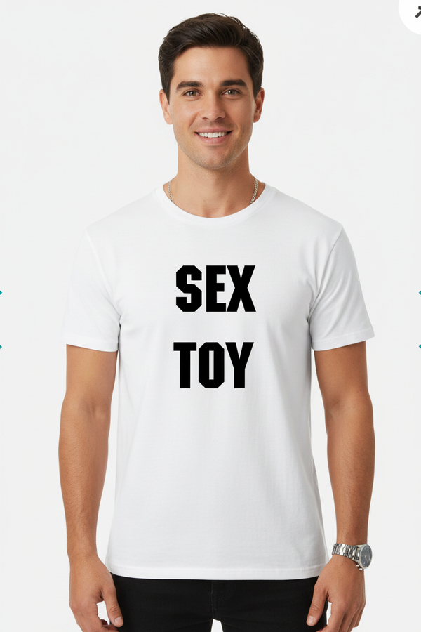 Male model wearing Sex Toy tee