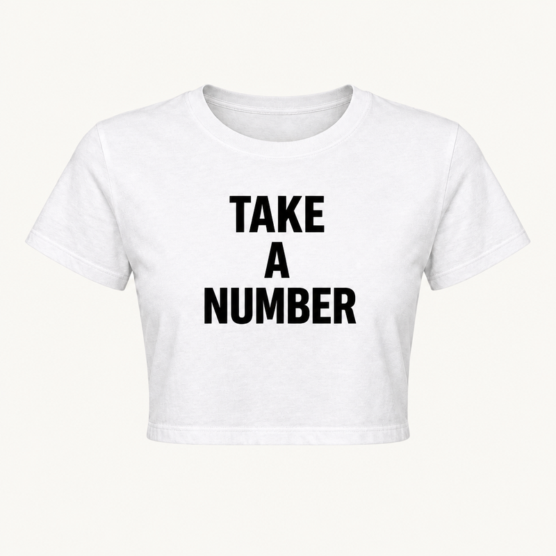 TAKE A NUMBER White Crop Top