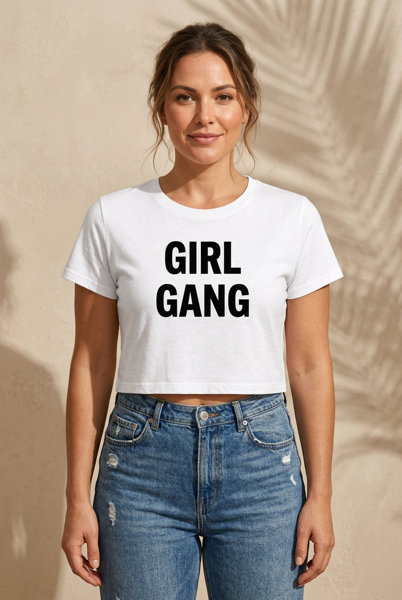 GIRL GANG White baby tee